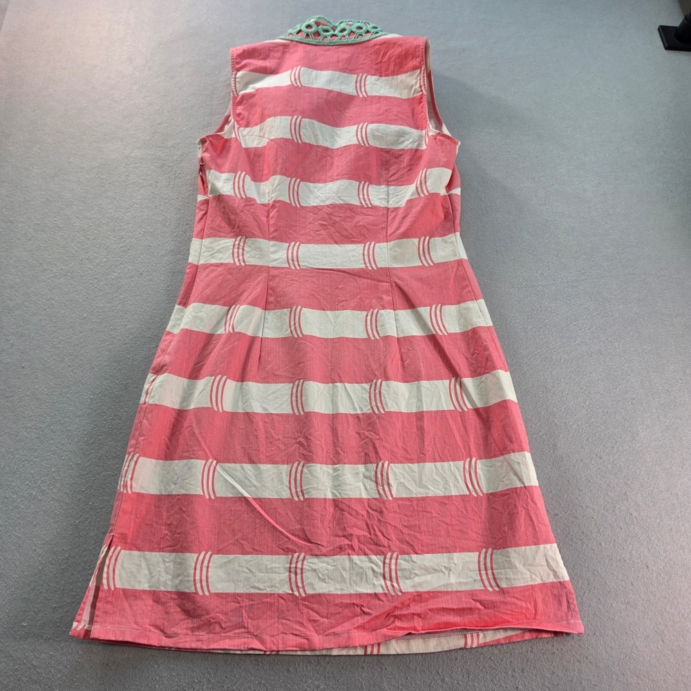 Sail to Sable Womens XS Pink White Striped Crochet Trim Shift Dress Coastal - Picture 4 of 8